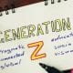 Notepad with generation z on the wooden table.